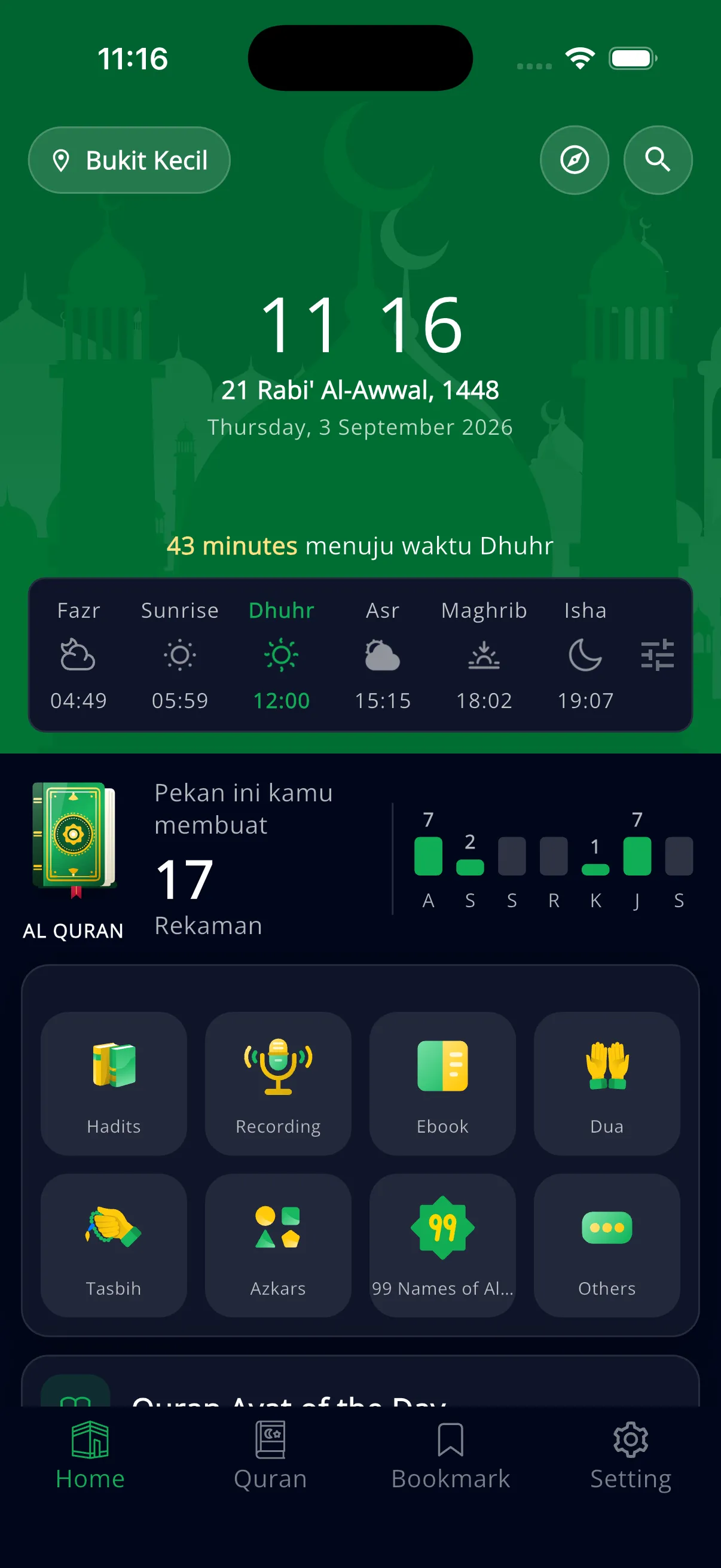 Dasbor aplikasi Utluma